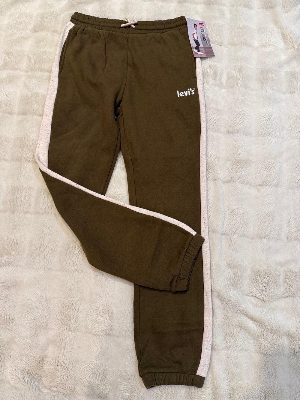 Levi's Olive Green Kids Joggers with Cream Side Trim